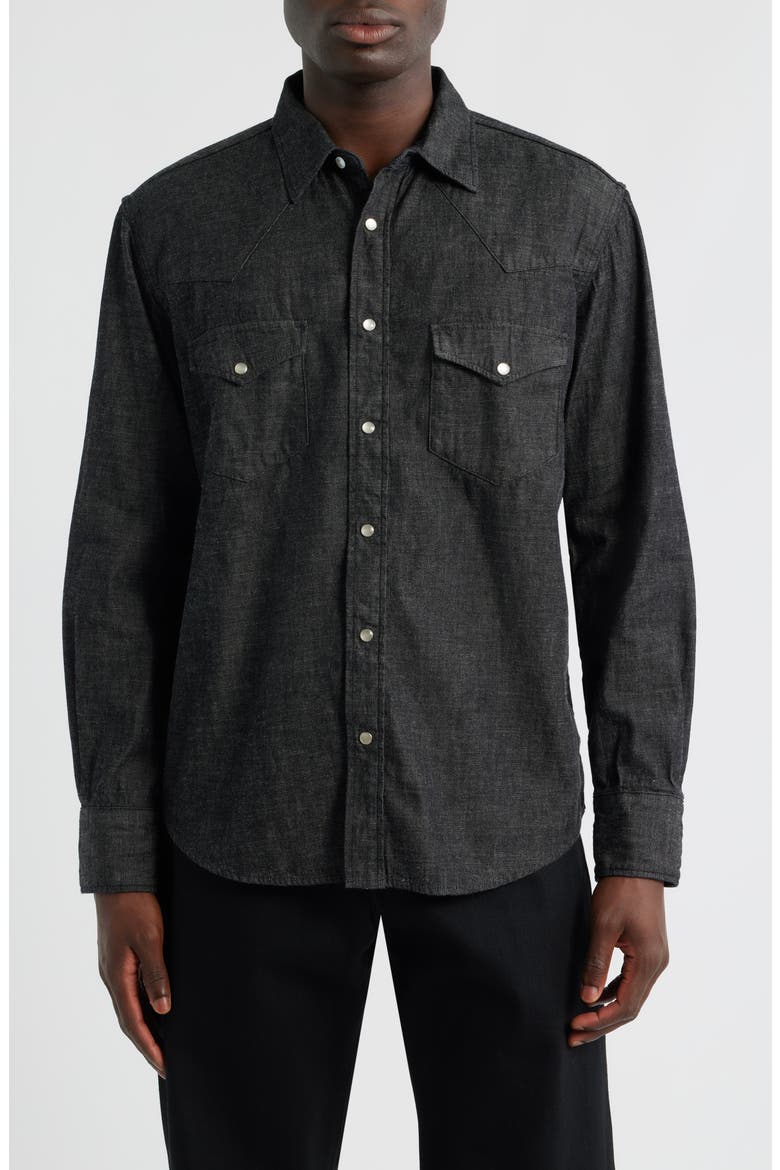 Denim Western Button-Up Shirt, Main, color, BLACK DENIM