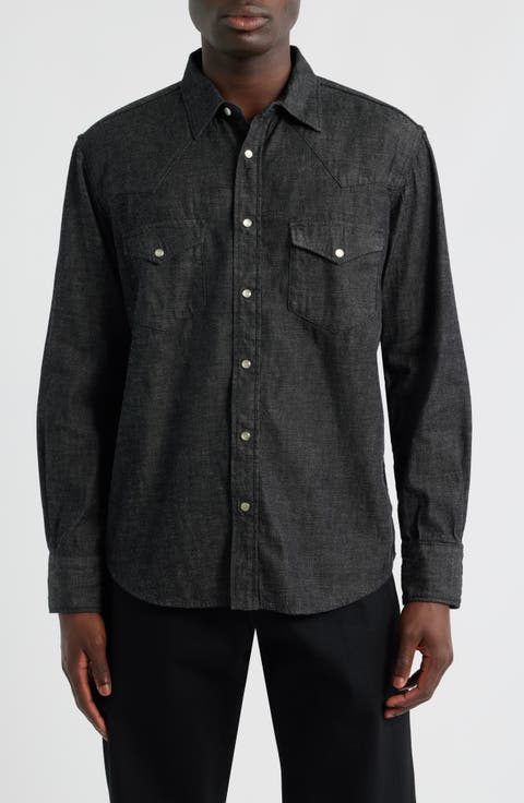 Denim Western Button-Up Shirt
