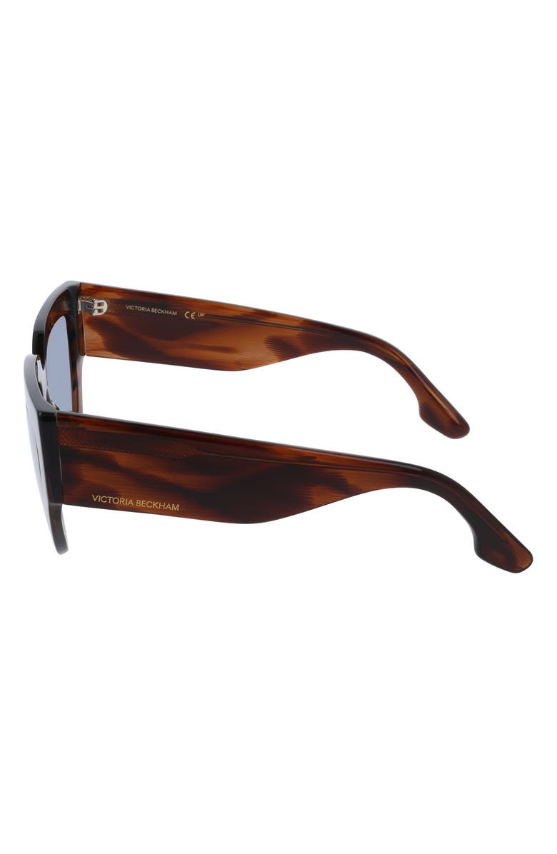 Victoria Beckham 53mm Classic Logo Tea Cup Sunglasses, Alternate, color, Brown Horn