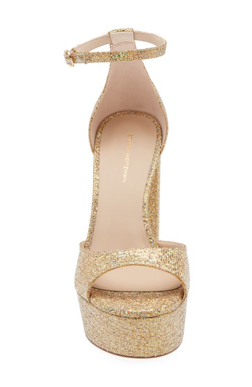 Stuart Weitzman Pamela Glitter Platform Sandal In Gold
