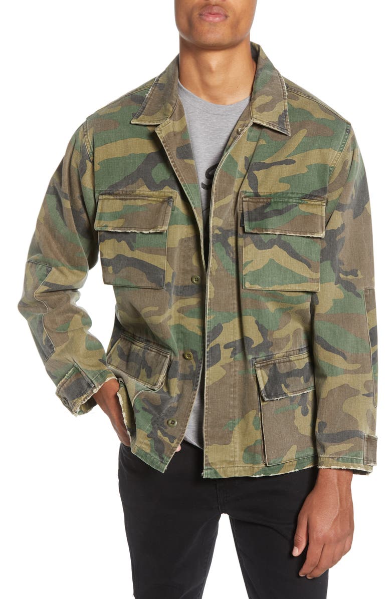 The Kooples Distressed Band Collar Trucker Jacket, Main, color,