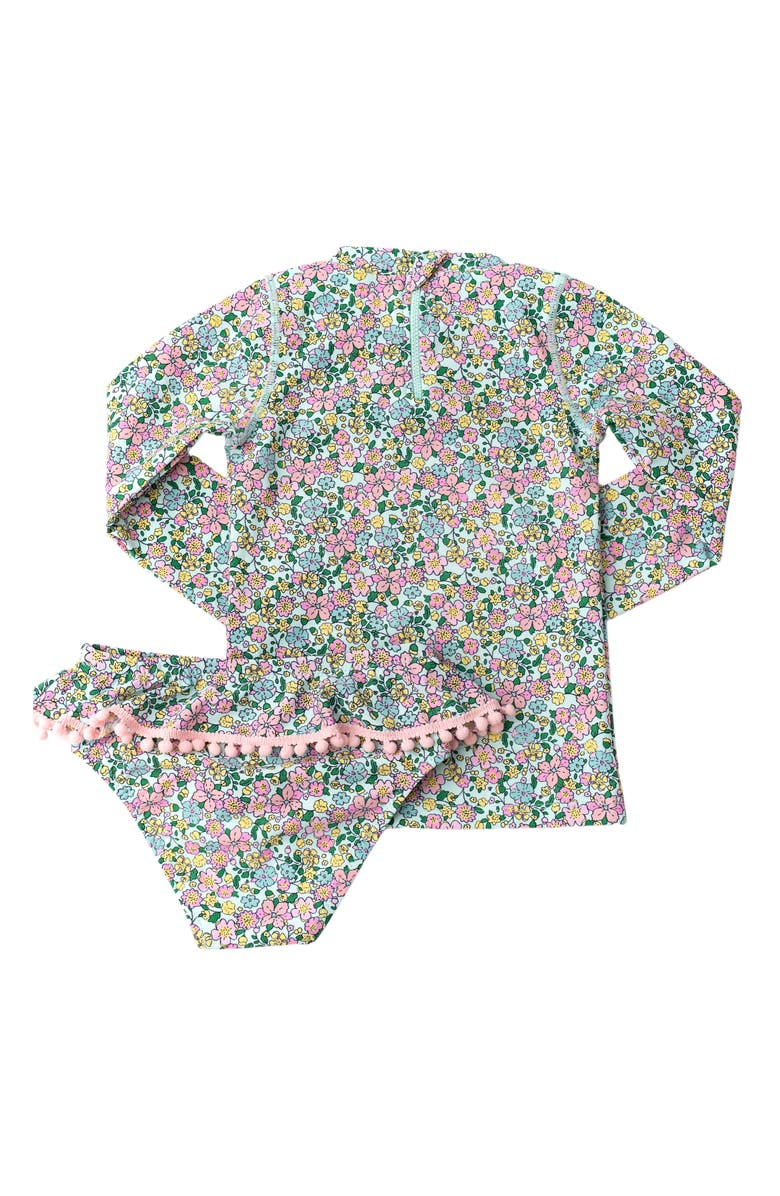 Shade Critters Kids' Floral Long Sleeve Two-Piece Rashguard Swimsuit, Alternate, color,
