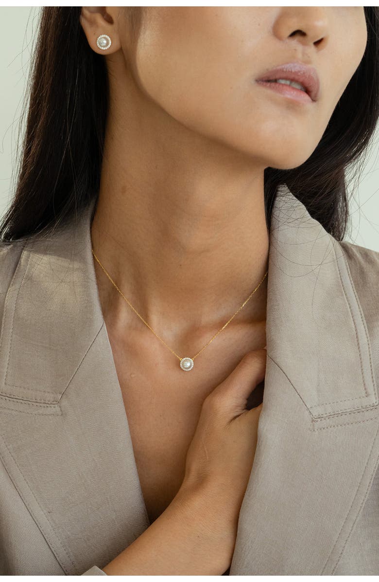 Bearfruit Jewelry Sterling Silver 18k Gold Plated Eleanor Pearl Stud Earrings Dainty, Alternate, color,