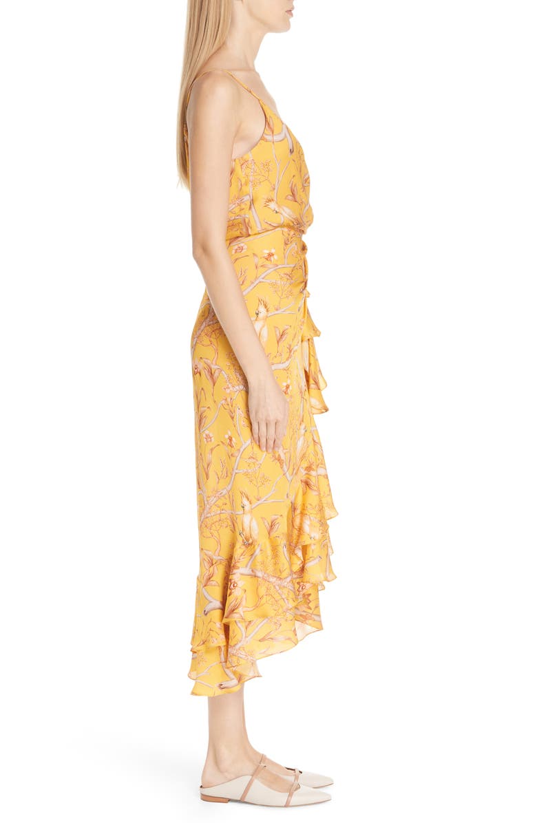 Johanna Ortiz Daffodil Print Silk Midi Dress, Alternate, color,