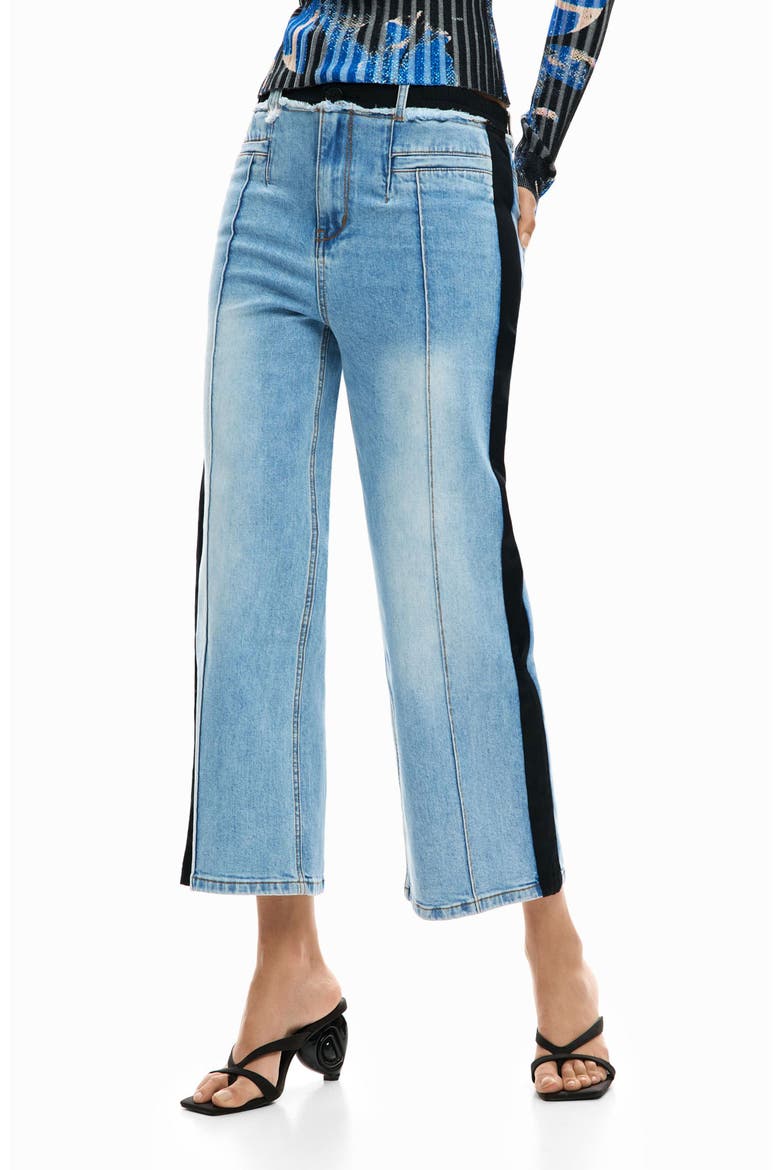 Straight Leg Crop Jeans, Main, color, MEDIUM BLUE