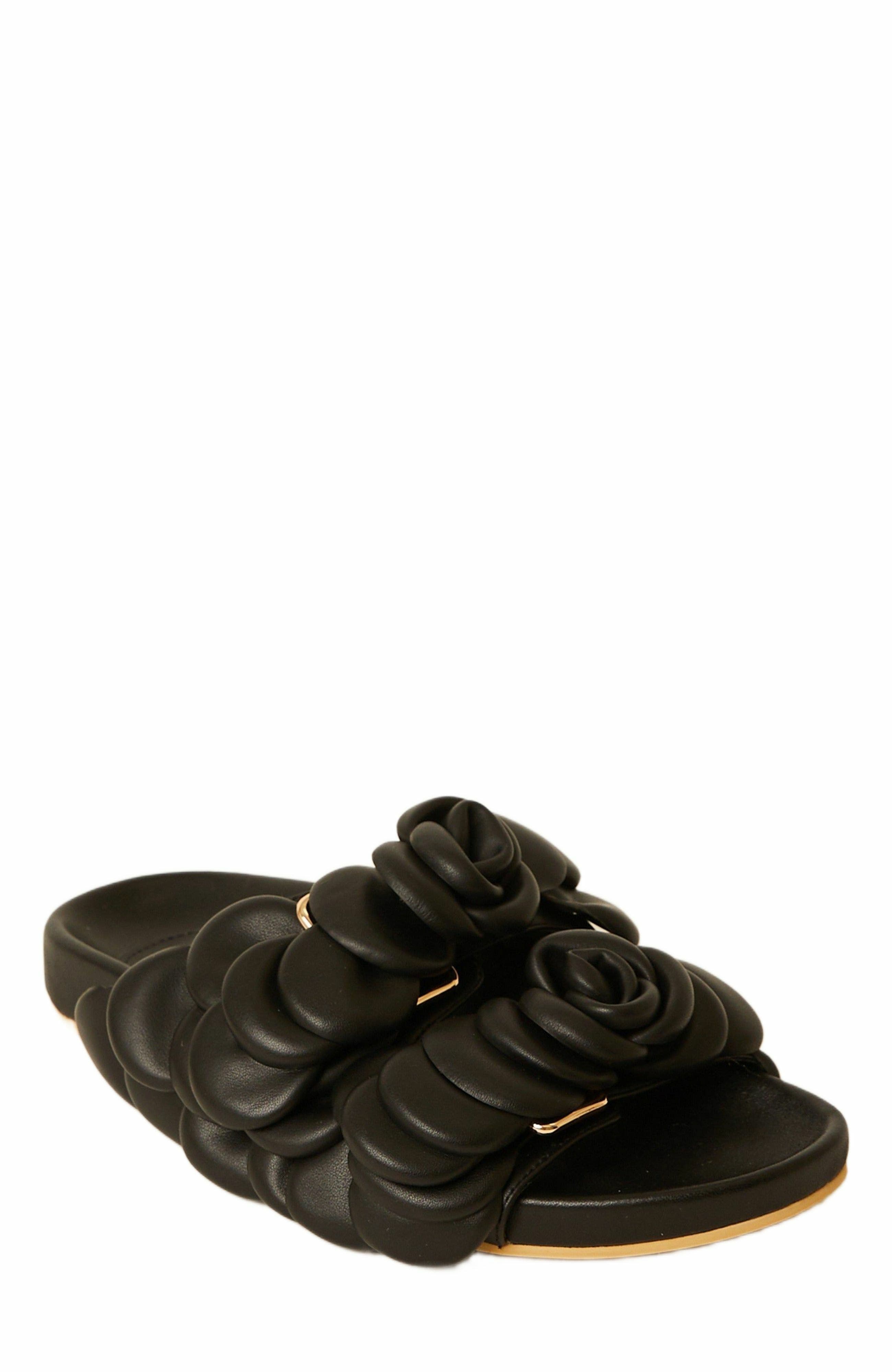 BTB Los Angeles AYANA FLORAL SLIDE, Main, color, Black