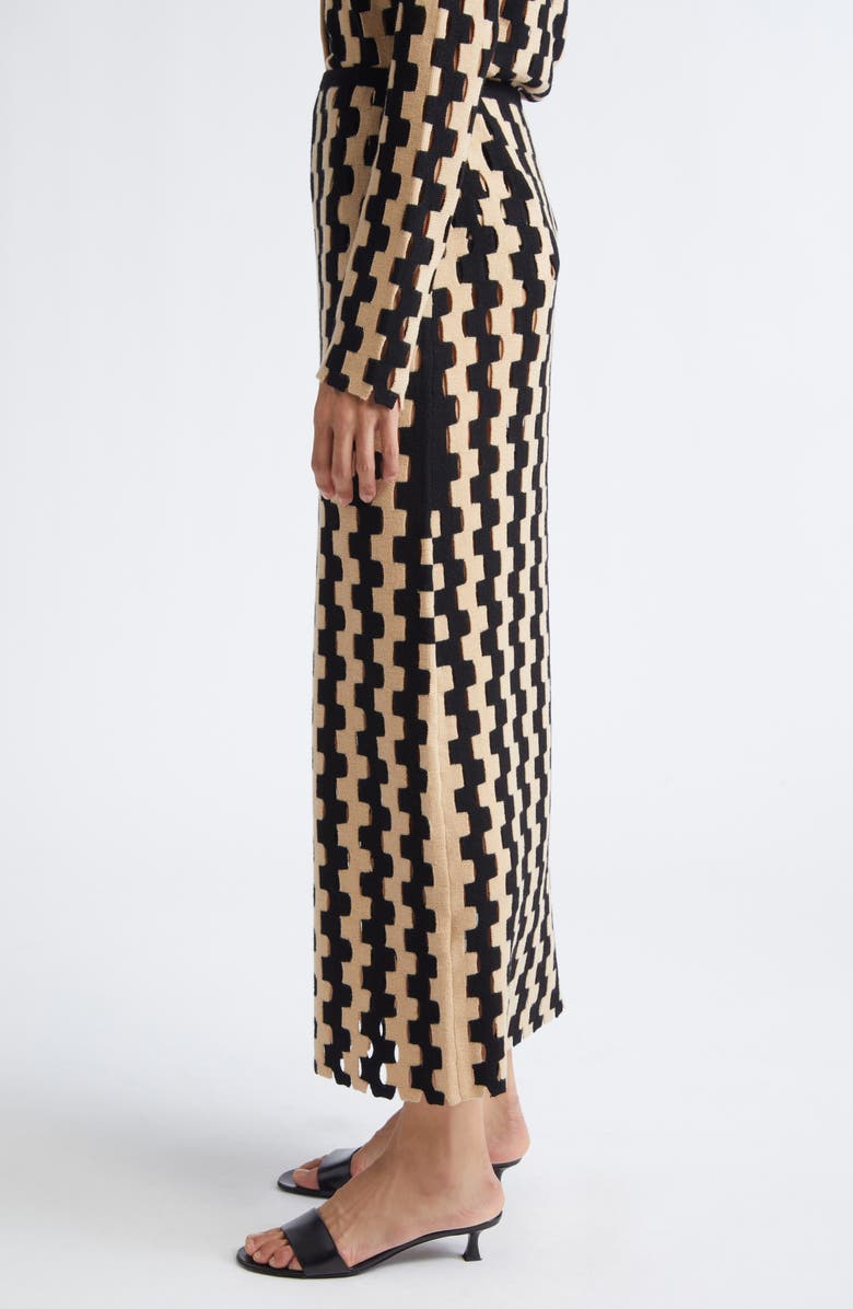 ZANKOV Marshall Puzzle Intarsia Openwork Merino Wool Skirt, Alternate, color, Cream/ Black Multi