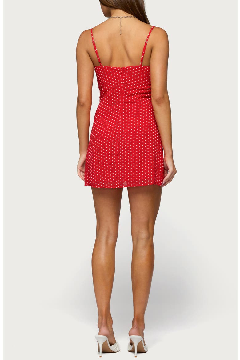 Polka Dot Chiffon Minidress, Alternate, color, RED