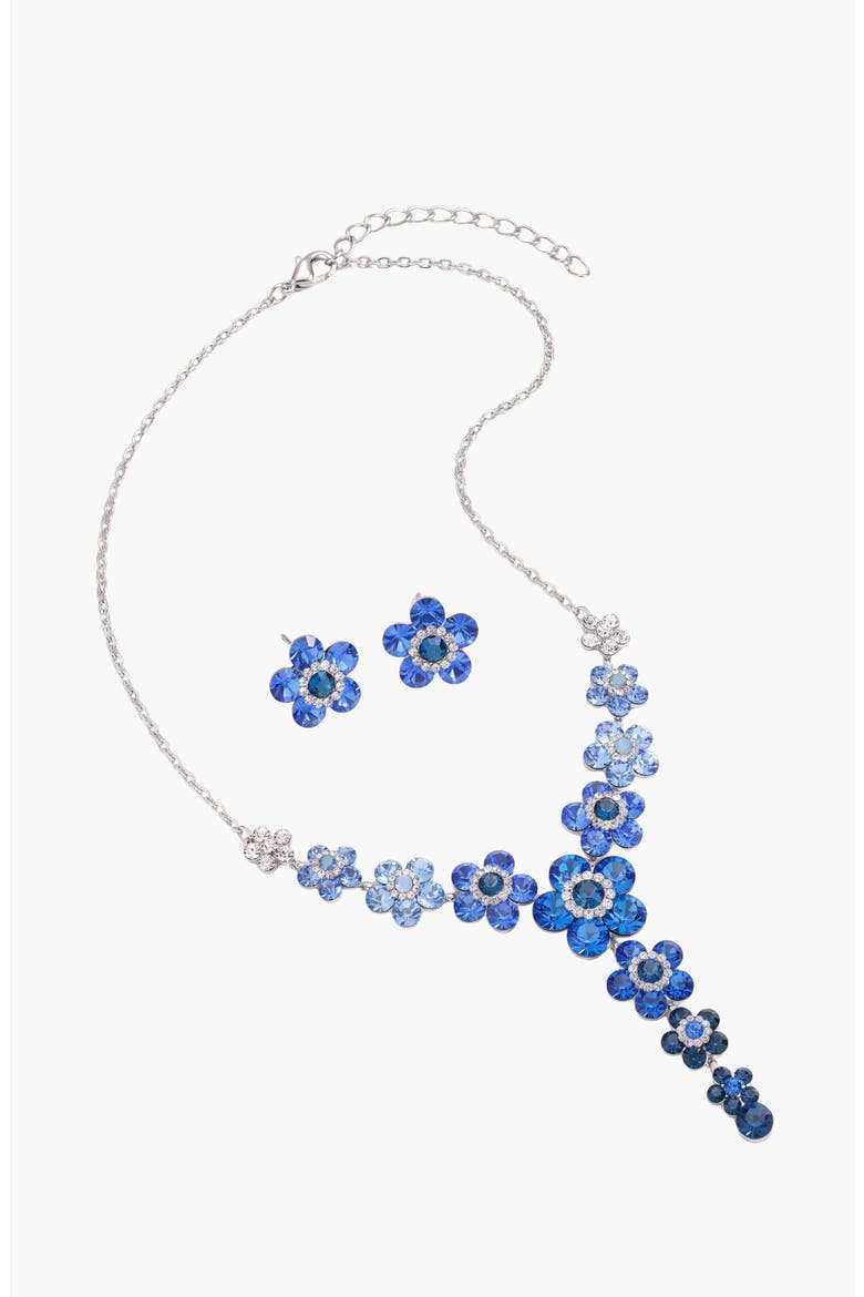Crystal Daisy Necklace and Earring Set, Alternate, color, Sapphire Blue