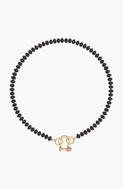 Alfie Black Onyx Gold Beaded Necklace