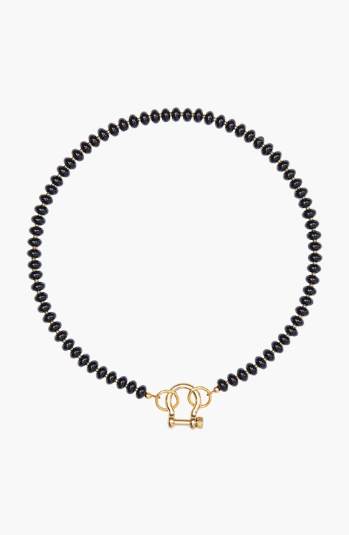 Shop Spicy Dan Alfie Black Onyx Gold Beaded Necklace In Multi
