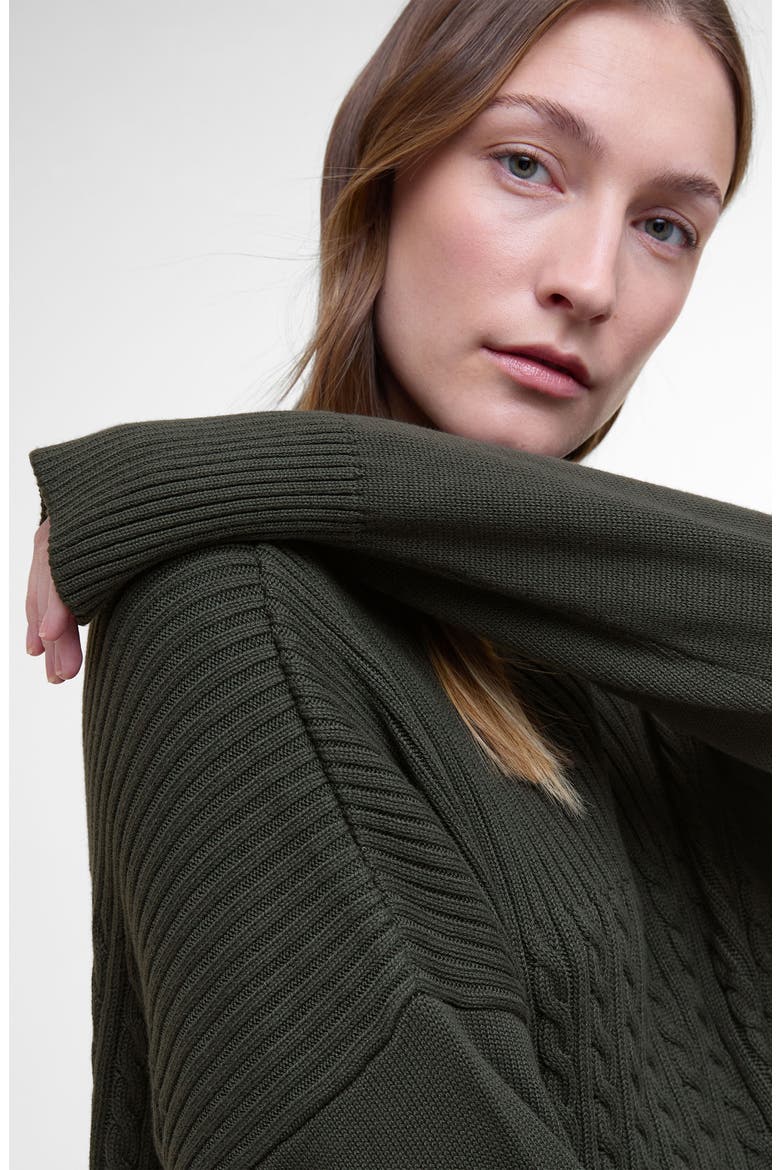Guernsey Mix Stitch Cotton Cape Sweater, Alternate, color, OLIVE