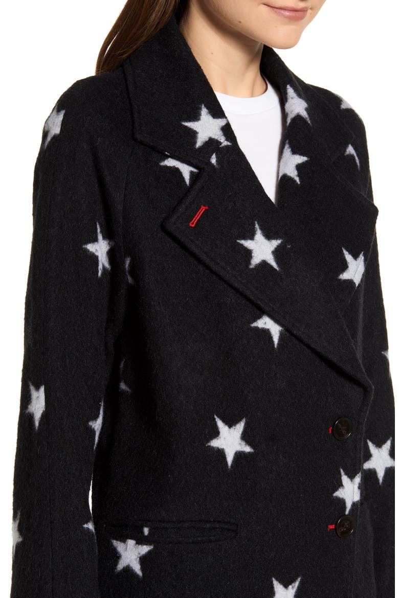 Star Double Face Trench Coat, Alternate, color, BLACK/ WHITE