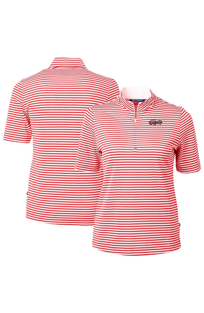 Cutter & Buck Women's Cutter & Buck Red Lansing Lugnuts Virtue DryTec Eco Pique Stripe Recycled Top, Alternate, color, 
