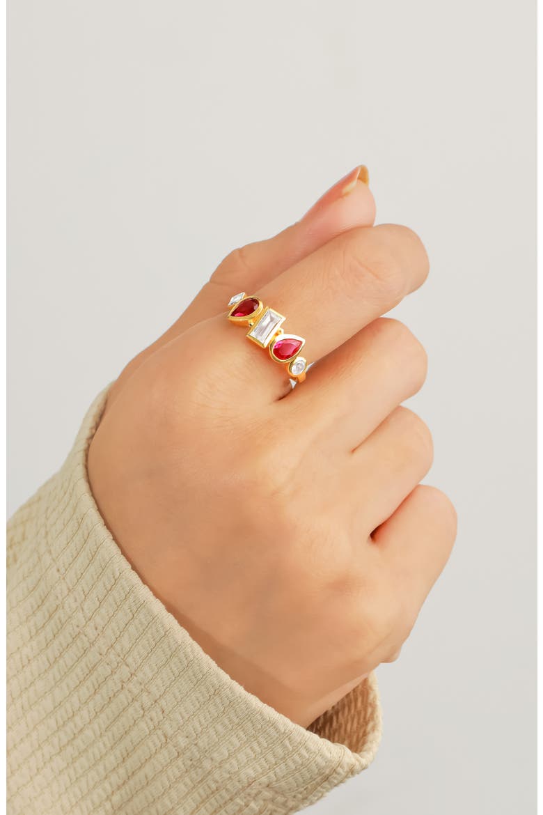 Lab Created Ruby & Gemstone Ring, Alternate, color, PINK