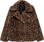 MANGO Leopard Faux Fur Coat