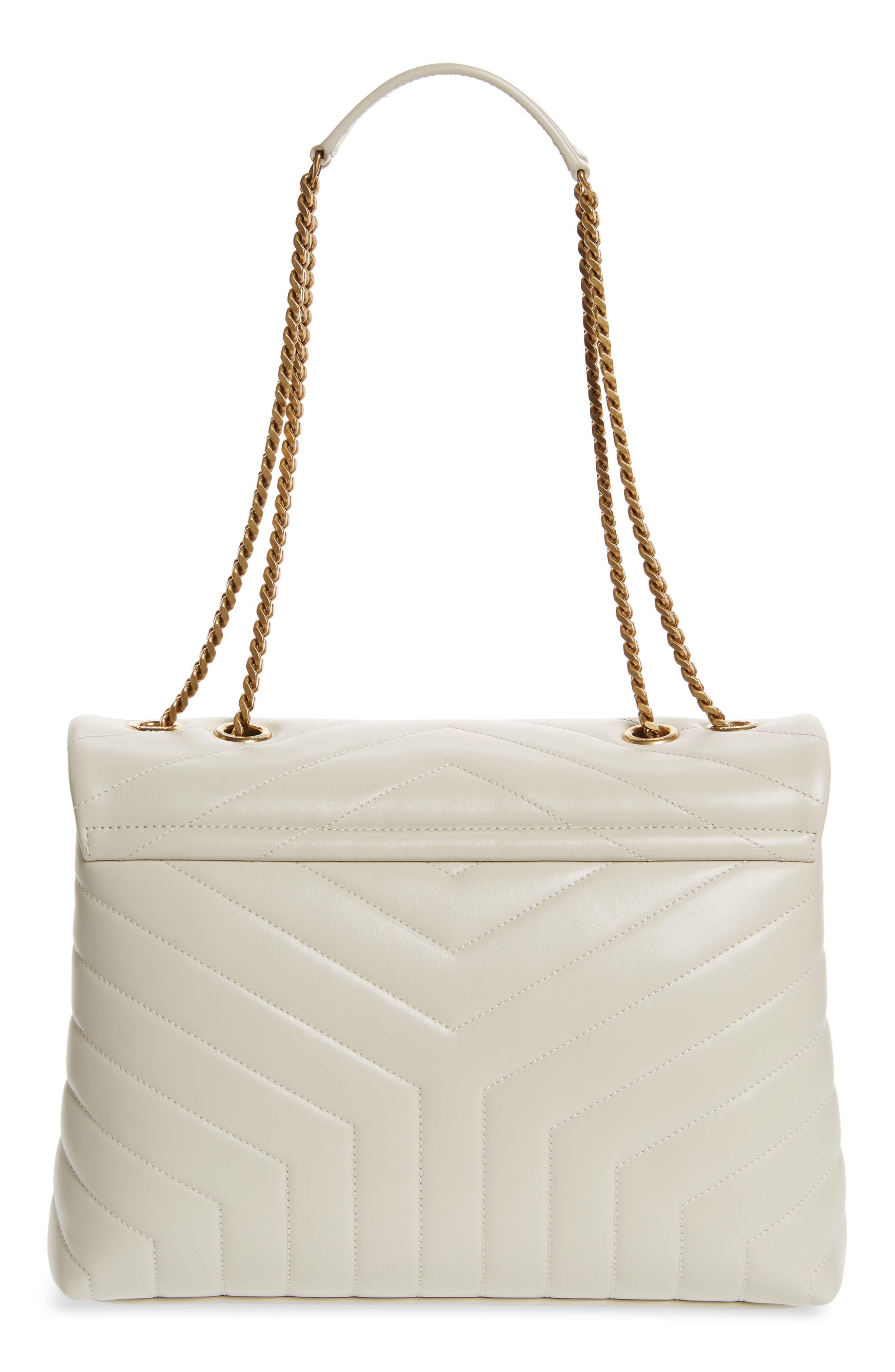 Saint Laurent Medium Loulou Matelassé Leather Shoulder Bag, Alternate, color, Crema Soft
