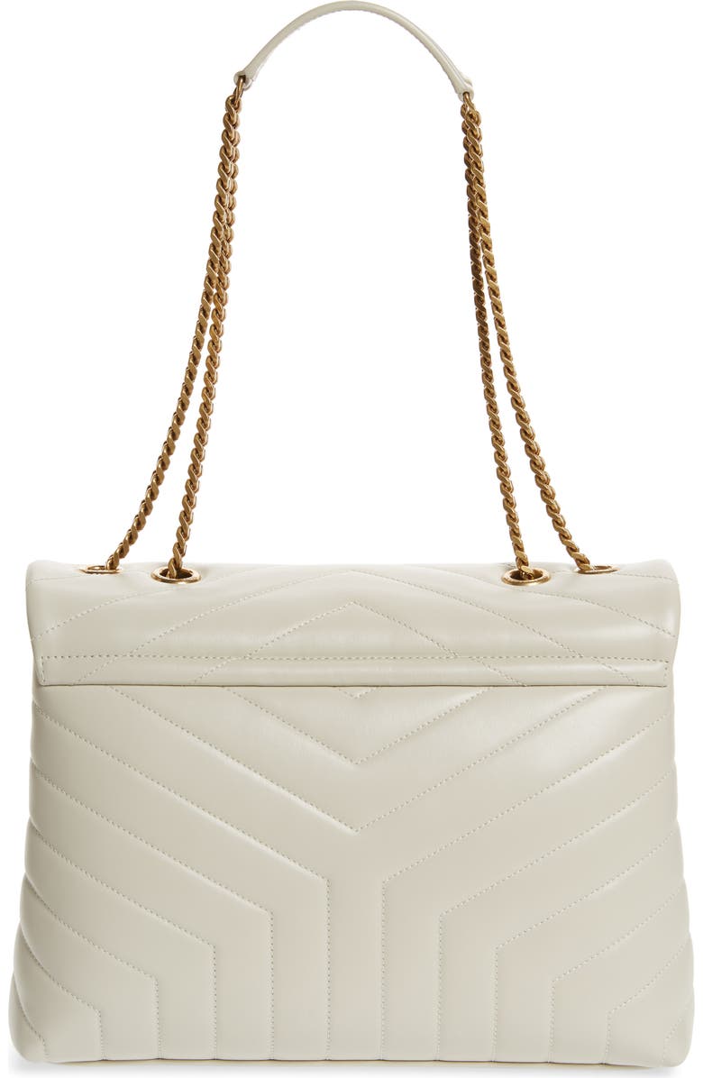 Saint Laurent Medium Loulou Matelassé Leather Shoulder Bag, Alternate, color, Crema Soft