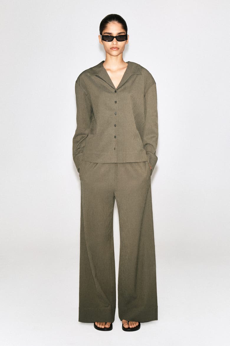 Crinkled-jersey Wide-leg Pants, Main, color, LIGHT BROWN
