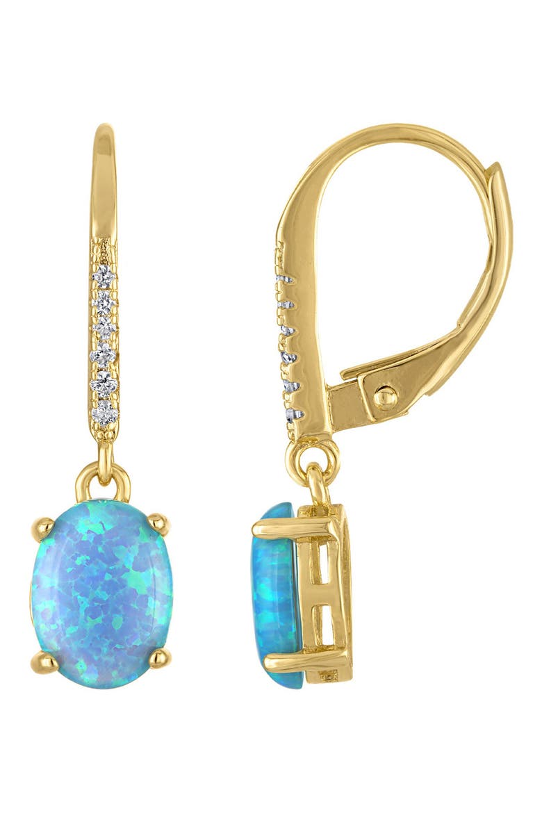 Oval Gemstone Drop Earrings, Main, color, YELLOW GOLD