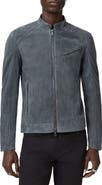 John Varvatos Wren Band Collar Suede Biker Jacket