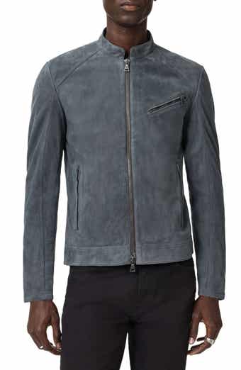John Varvatos Wren Band Collar Suede Biker Jacket