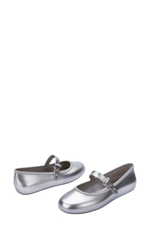 Melissa Soft Jelly Ballerina Flat In Silver, Women's At Urban Outfitters In Silver