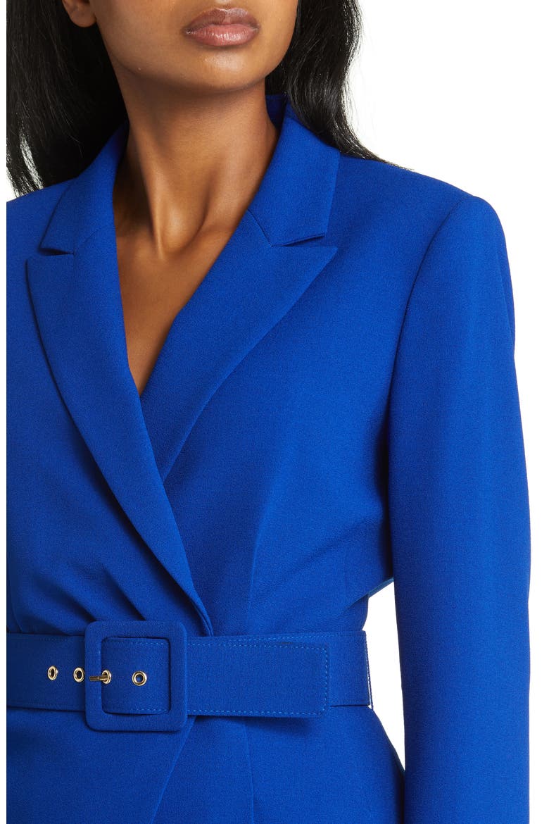 Peak Lapel Belted Blazer & Pants Set, Alternate, color, COBALT