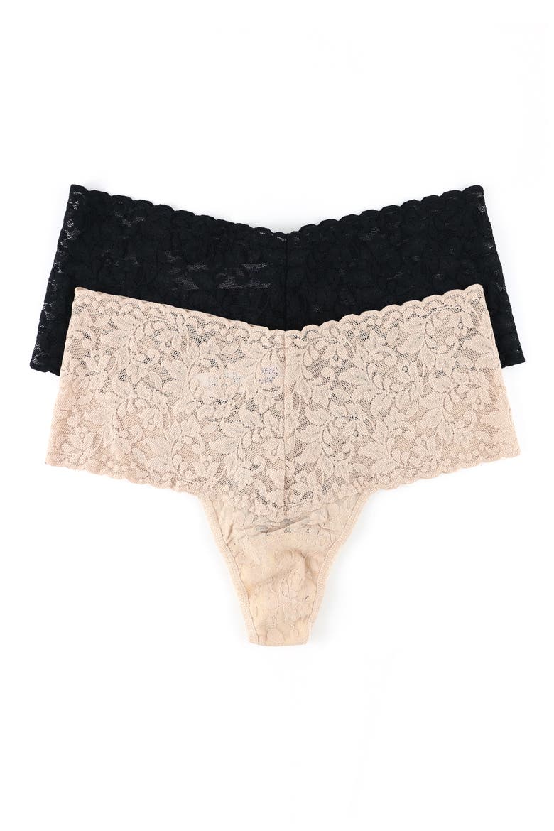 Assorted 2-Pack Retro High Waist Thongs, Main, color, CHAI-BLACK