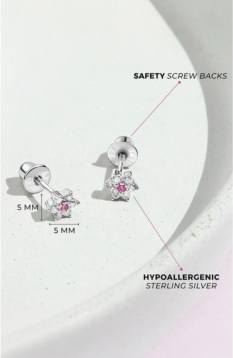 In Season Jewelry Cubic Zirconia Cluster Flower Earrings, Alternate, color, Clear & Fuchsia