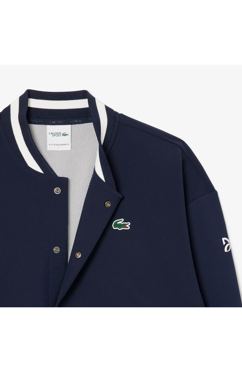 Lacoste x Novak Djokovic Water Repellent Bomber Jacket, Alternate, color, Navy Blue/ Flour