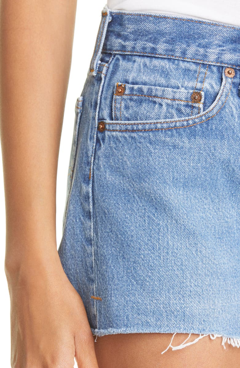 Re/Done The Short Repurposed Denim Shorts, Alternate, color, 