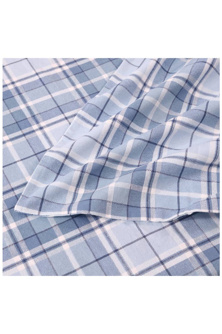 Mulholland Plaid Cotton Flannel King Sheet Set, Alternate, color, BLUE