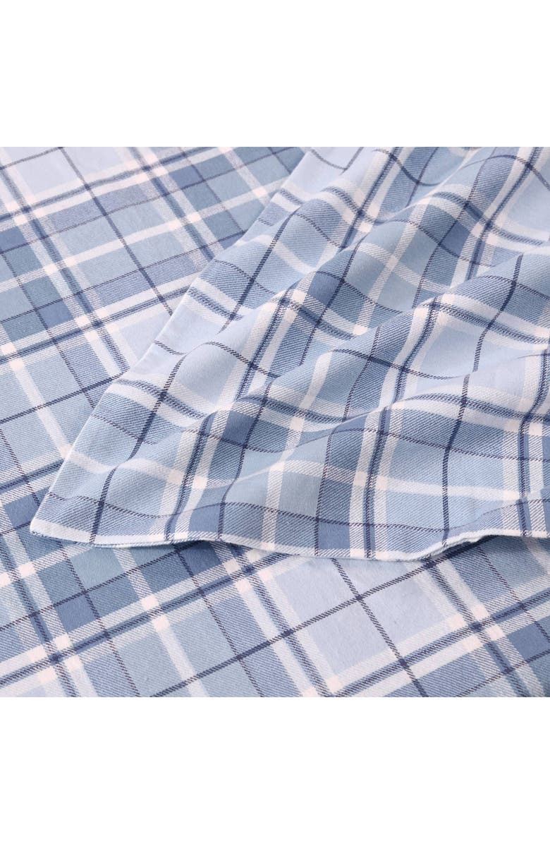 Laura Ashley Mulholland Plaid Cotton Flannel King Sheet Set, Alternate, color, Blue