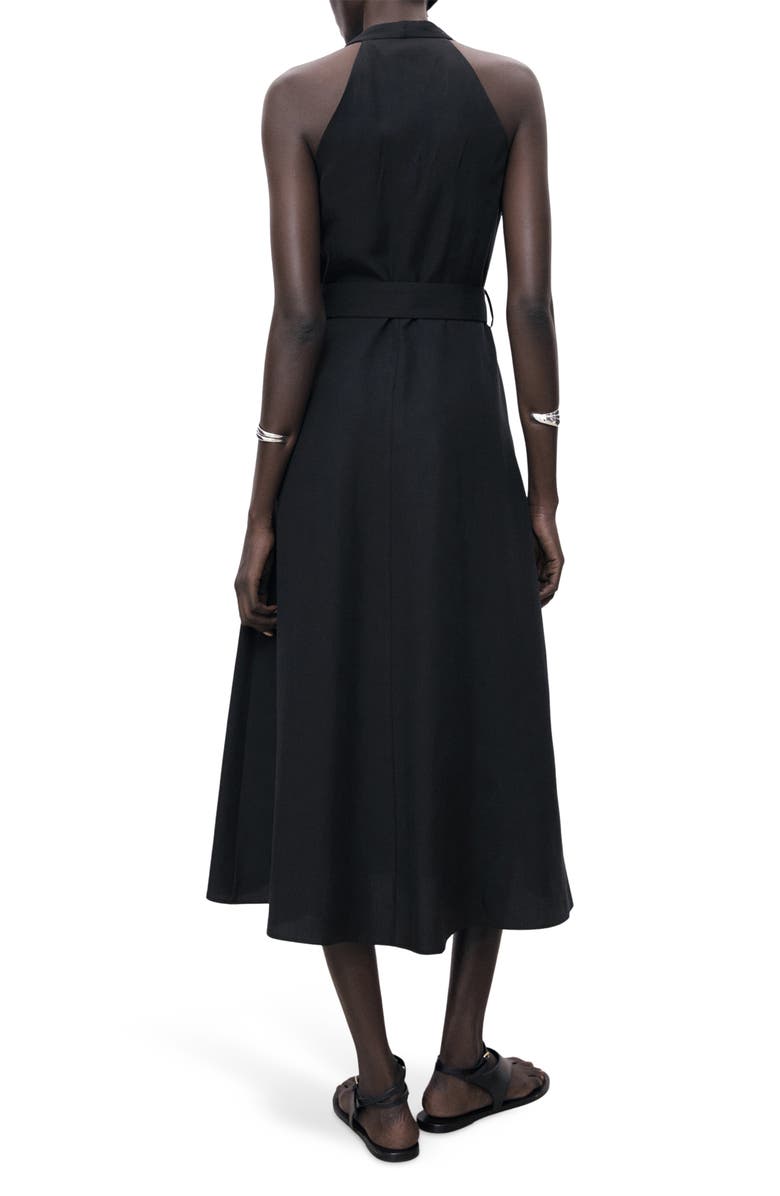 MANGO Lula Belted Sleeveless Maxi Dress, Alternate, color, Black