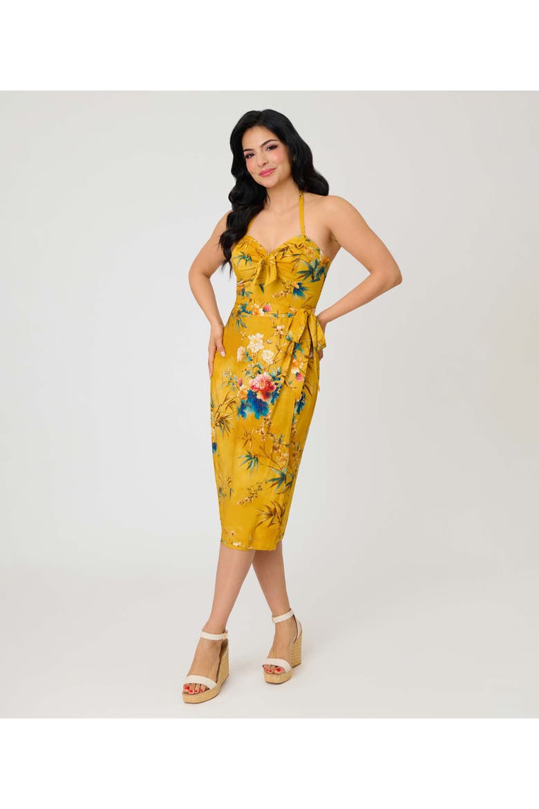 Leilani Sleeveless Sarong Dress, Main, color, Yellow Floral Print