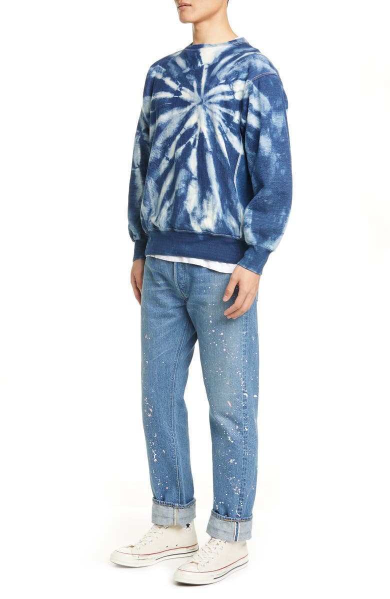 orSlow Indigo Tie Dye Sweatshirt, Alternate, color,
