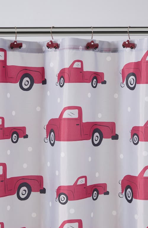 Vcny Home Truck Shower Curtain & Hooks Set In Red