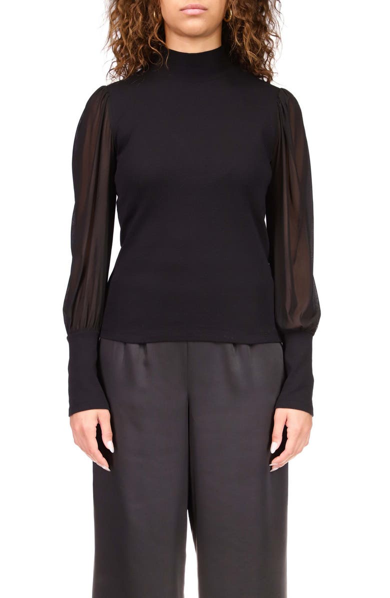 Sanctuary On My Mind Mesh Sleeve Mock Neck Top, Alternate, color, 