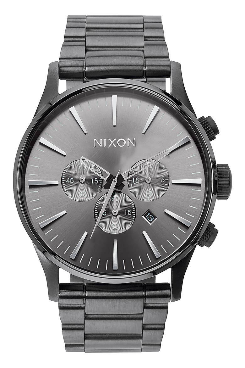 Sentry Chronograph Bracelet Watch, 42mm, Main, color, ALL GUNMETAL