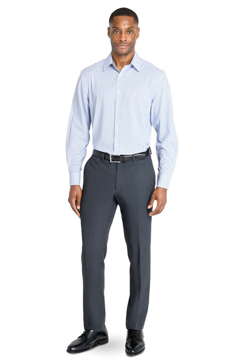 Regular Fit Square Print Performance Dress Shirt, Alternate, color, WHITE/ BLUE