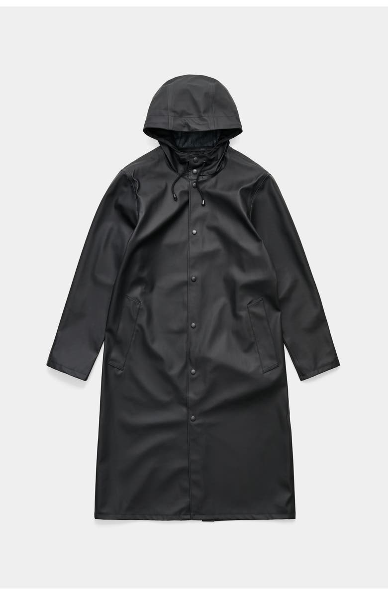 Stutterheim Stockholm Hooded Long Raincoat, Alternate, color, Black