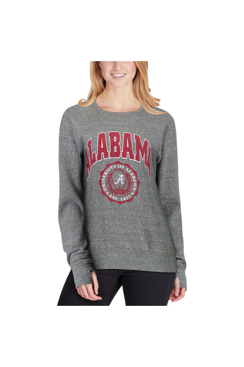 Women's Pressbox Heathered Gray Alabama Crimson Tide Edith Vintage Knobi Pullover Sweatshirt, Alternate, color, Heather Gray