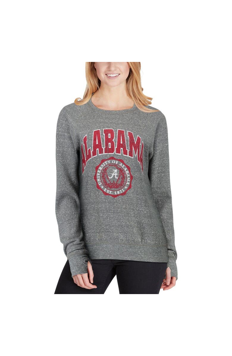 PRESSBOX Women's Pressbox Heathered Gray Alabama Crimson Tide Edith Vintage Knobi Pullover Sweatshirt, Alternate, color,