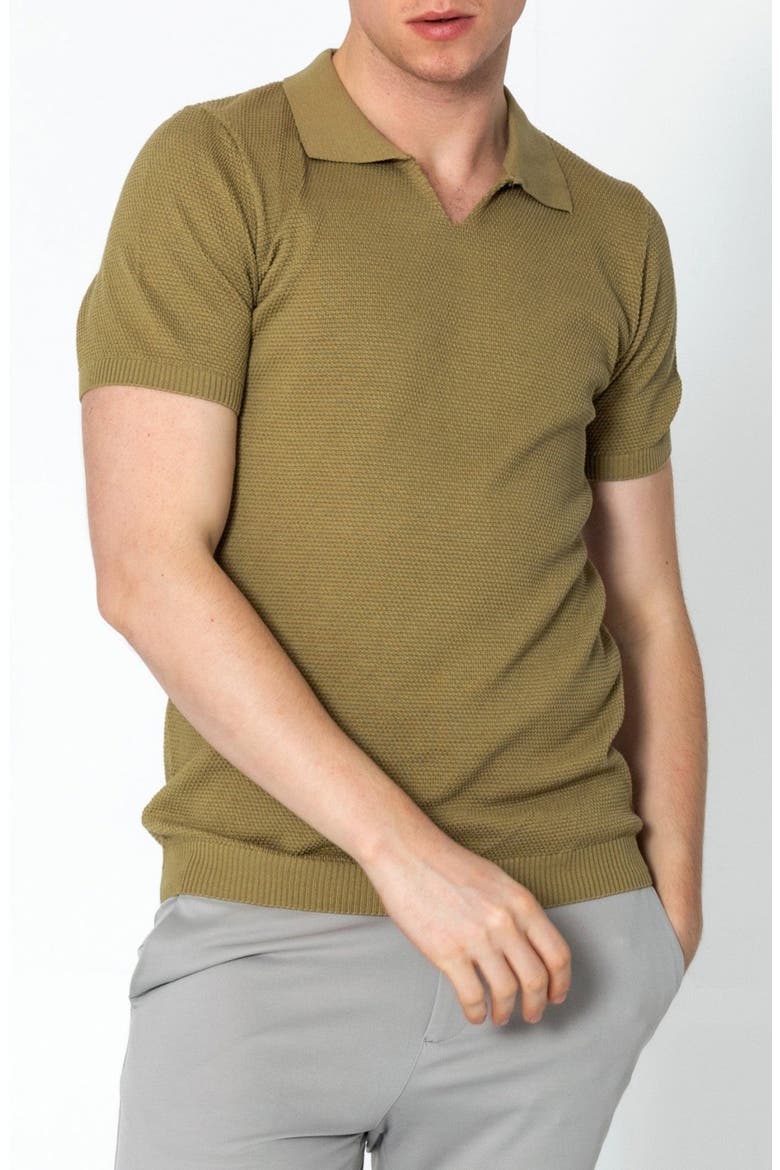 V-Neck Jersey Knit Polo, Main, color, LIGHT GREEN