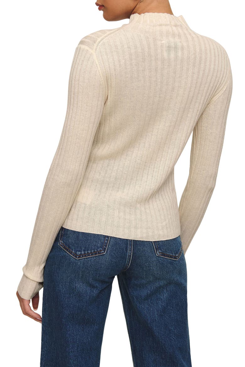Cori Rib Funnel Neck Sweater, Alternate, color, ALMOND
