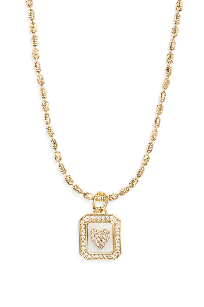Gift Boxed Pavé Cubic Zirconia & Mother-of-Pearl Pendant Necklace, Alternate, color, WHITE- CLEAR- GOLD