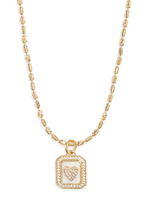 Pavé Cubic Zirconia & Mother-of-Pearl Pendant Necklace
