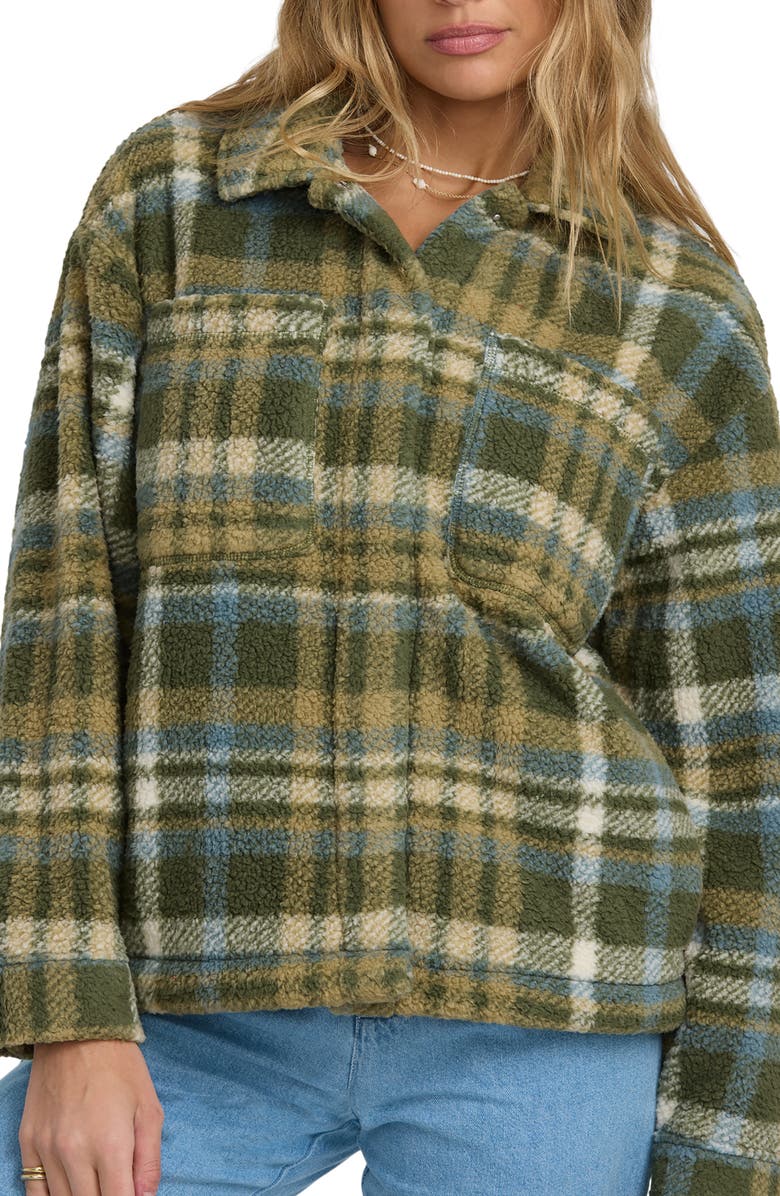 Billabong Sundown High Pile Fleece Shacket, Alternate, color, Canteen