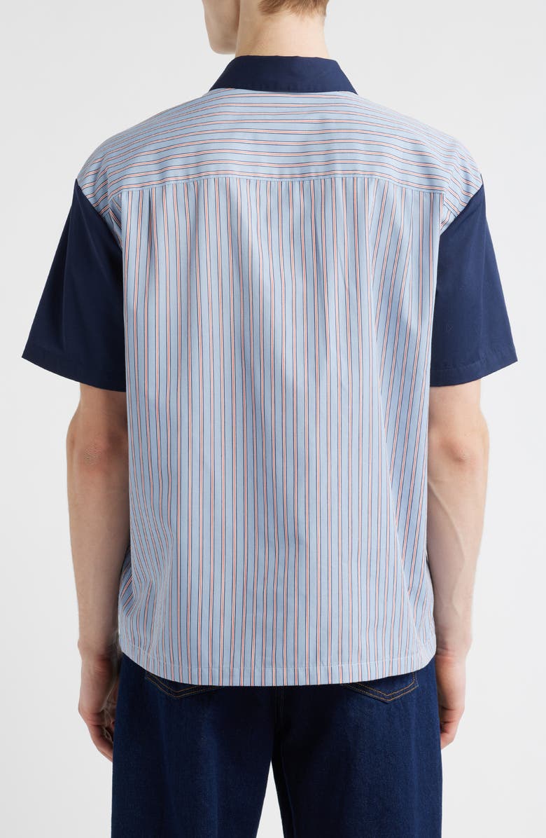 Brixton Builders Olson Stripe Button-Up Shirt, Alternate, color, Blue Aura Stripe